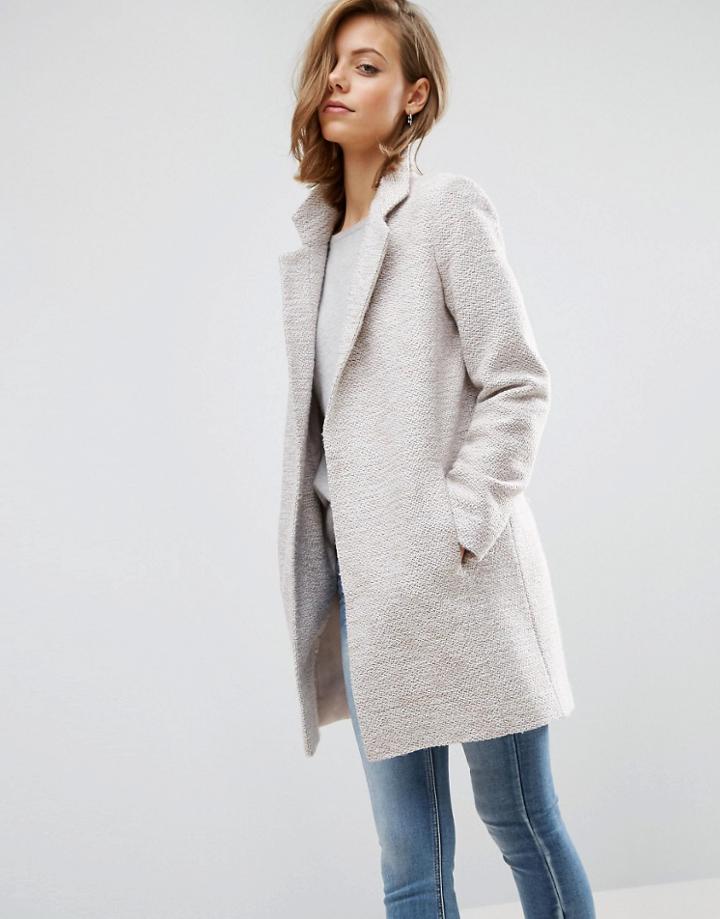 Asos Slim Coat In Texture - Stone
