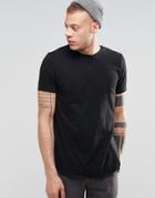 Asos Super Longline T-shirt With Side Splits And Curved Hem In Black - Black