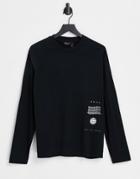 Asos Design Relaxed Long Sleeve T-shirt In Black Organic Cotton With Text Print