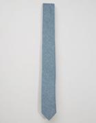 Noose & Monkey Skinny Tie Chambray In Cotton - Blue