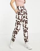 Daisy Street Y2k Relaxed Fit Pants In Text Graphic Print-multi