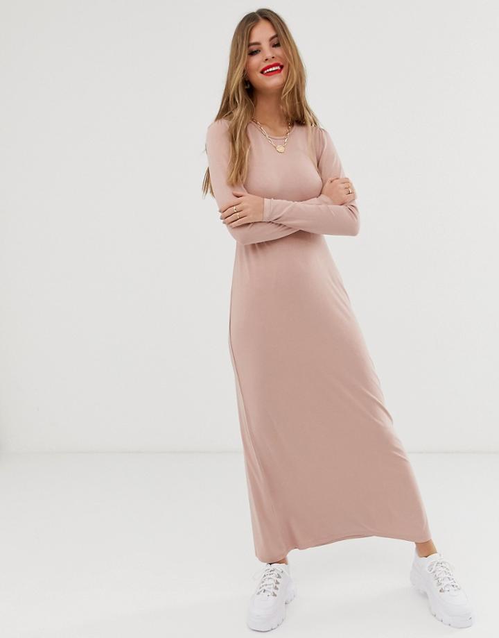 Asos Design Long Sleeve Layering Maxi Dress - Pink