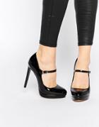 Faith Chrissie Black Patent Mary Jane Shoes - Black