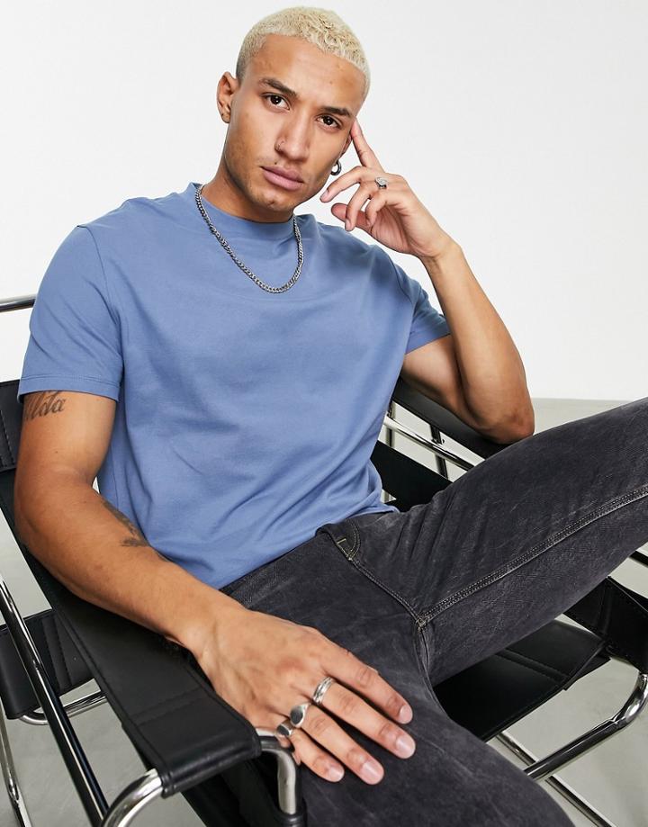 Asos Design Oversized Pique T-shirt In Blue-blues