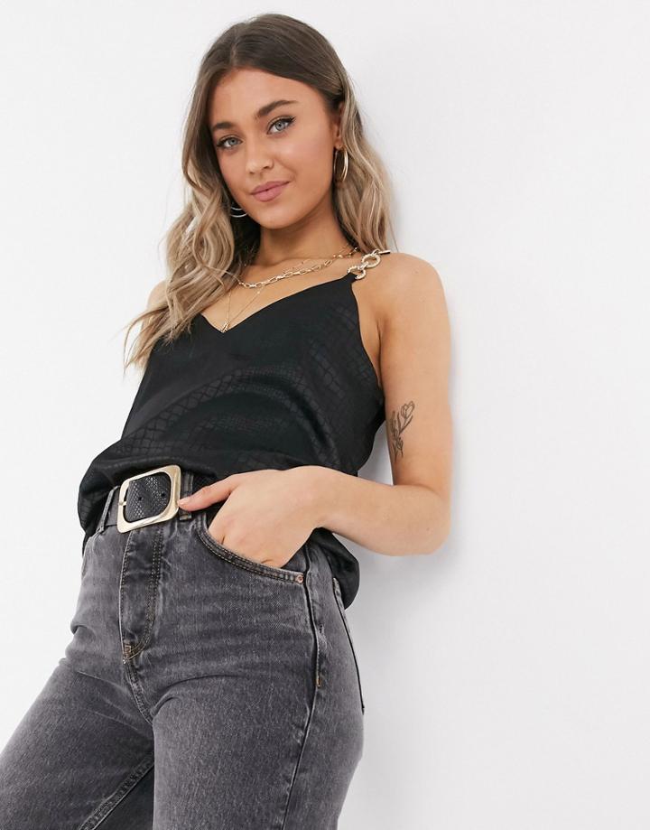 River Island Trim Cami In Black