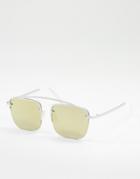 Aj Morgan Slice Square Lens Sunglasses With Colored Lenses In Silver
