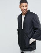 Asos Kimono Bomber Jacket In Black - Black