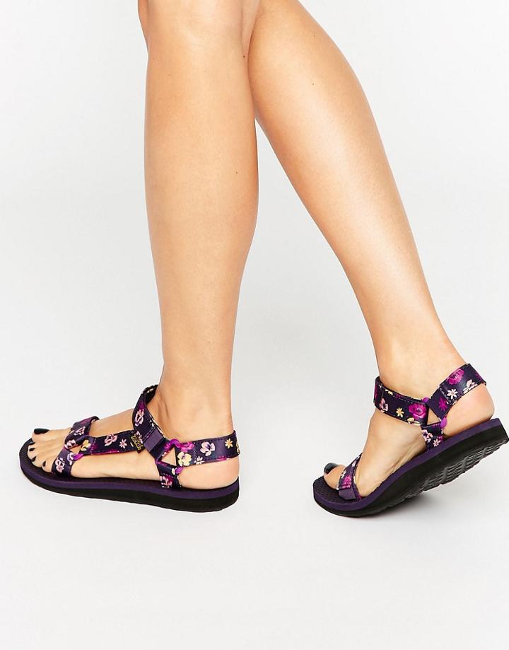 Teva Original Universal Purple Wine Floral Flat Sandals - Purple Wine Floral