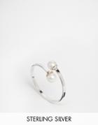 Asos Sterling Silver Faux Pearl Ring - Silver Plated