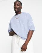 Asos Design Oversized T-shirt In Washed Purple With Waffle Inserts