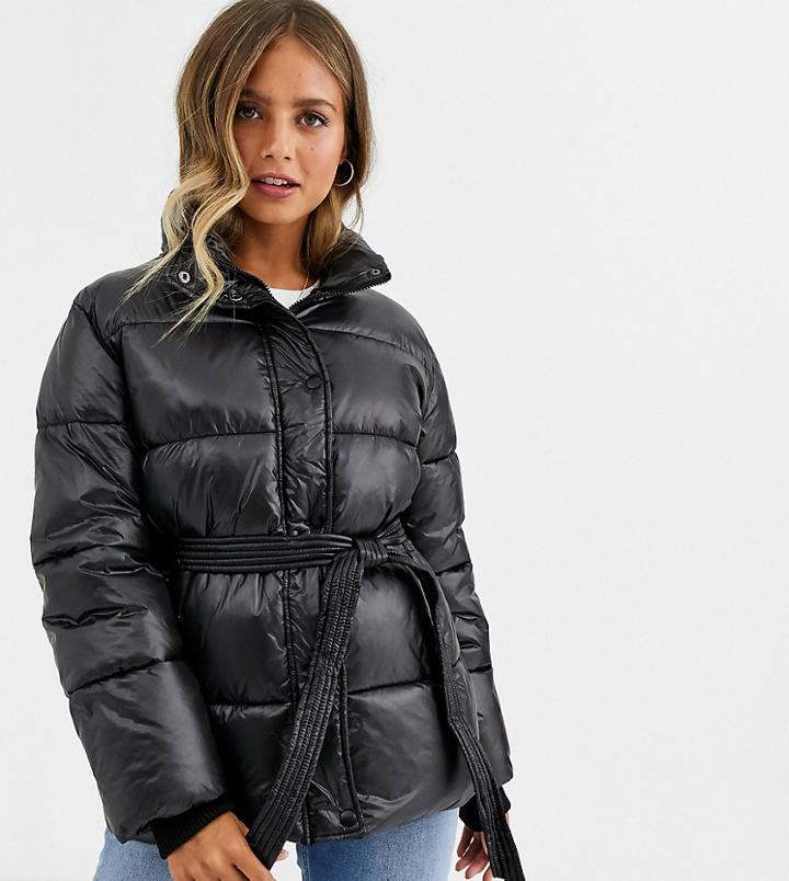 Urban Bliss Belted Jacket In Matte Black