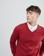 Esprit V-neck Cashmere Mix Sweater In Burgundy - Red