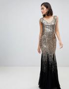 City Goddess Scattered Sequin Chiffon Maxi Dress - Multi