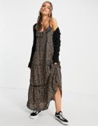 Cotton: On Tiered Maxi Dress In Black Ditsy Floral