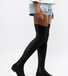 Asos Design Slim Kelby Flat Elastic Thigh High Boots-black