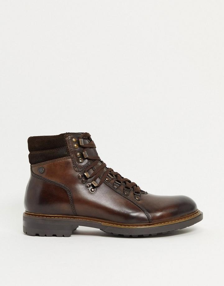 Base London Radley Hiker Boots In Brown Leather