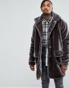 The New County Oversized Overcoat In Teddy Faux Fur - Gray