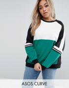 Asos Curve Sweatshirt With Contrast Panelling - Multi
