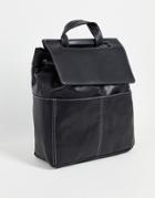 Topshop Contrast Stitch Pu Backpack In Black