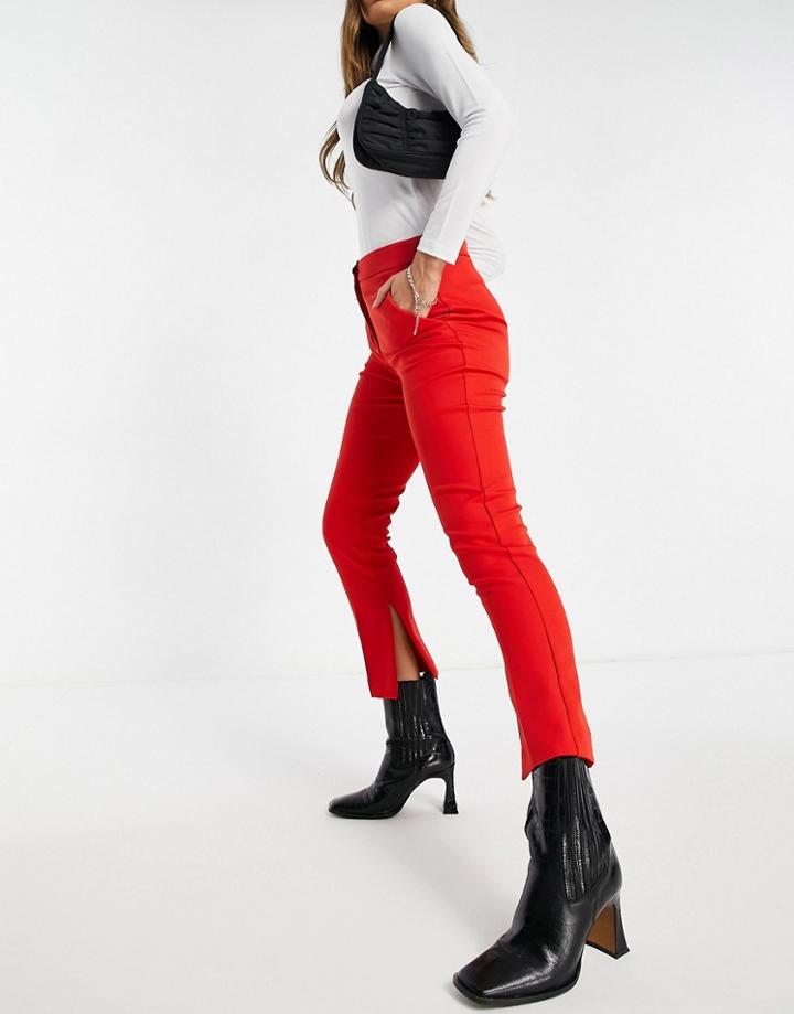 River Island Slit Side Cigarette Pants In Red - Part Of A Set