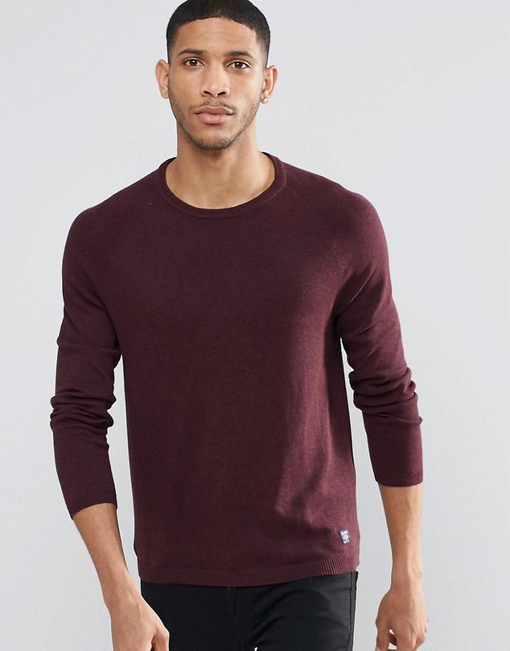 Pull & Bear Crew Neck Sweater In Burgundy - Burgundy
