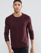 Pull & Bear Crew Neck Sweater In Burgundy - Burgundy