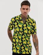 New Look Revere Collar Shirt In Banana Print - Yellow