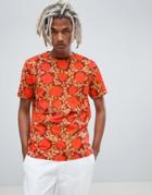 Weekday T-shirt In Red With Rose Print - Black