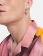 Asos Design 12mm Hoop Earring With Spinning Planet In Silver Tone