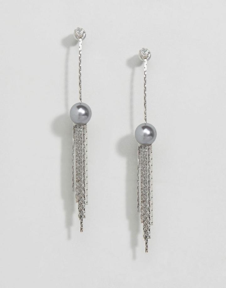 Asos Fantasy Faux Pearl Strand Earrings - Silver