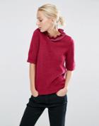 Asos Sweater With Ruffle High Neck - Red