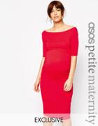 Asos Maternity Petite Bardot Dress With Half Sleeve - Red
