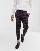 Asos Design Wedding Skinny Suit Pants In Navy Windowpane Check - Navy