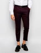 Heart & Dagger Cropped Wool Tweed Pants In Skinny Fit - Burgundy