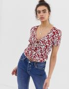 Emory Park Tie Front Blouse In Floral