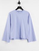 & Other Stories Organic Cotton Long Sleeve Boxy T-shirt In Light Blue-blues