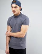 Asos Muscle Polo Shirt With Roll Sleeve In Gray - Gray