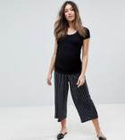 Asos Maternity Under The Bump Crepe Culottes In Stripe - Black