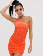 Asos Design Beach Sundress In Neon Orange Jersey Crochet-multi