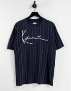 Karl Kani Signature Logo Pinstripe T-shirt In Navy