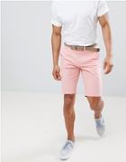 Celio Slim Fit Chino Short With Belt In Pink - Pink