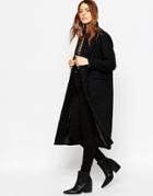 Asos Coat In Relaxed Oversized Fit With Stand Collar - Black