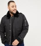 Schott Air Bomber Jacket With Detachable Faux Fur Collar In Black