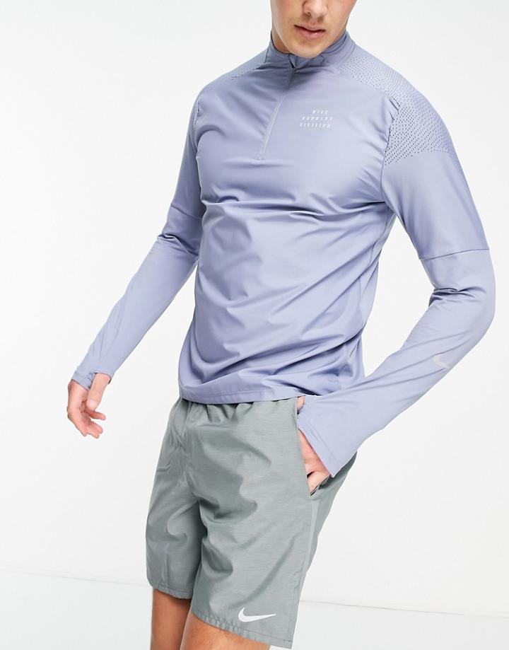 Nike Running Run Division Flash Element Half Zip Top In Blue-blues