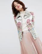 Asos Jacquard Jacket With Brooch Detail - Multi