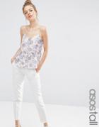 Asos Tall Soft Gathered Pretty Cami Top In Floral - Multi
