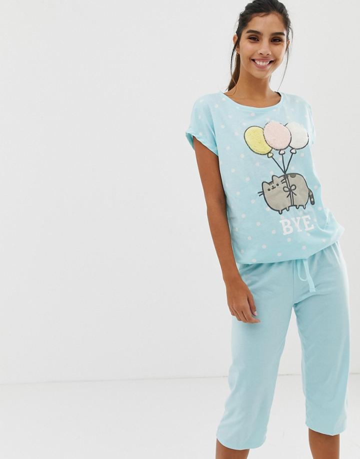 Women'secret Pusheen Cat Bye Short Sleeve Pyjama Set In Multi - Multi