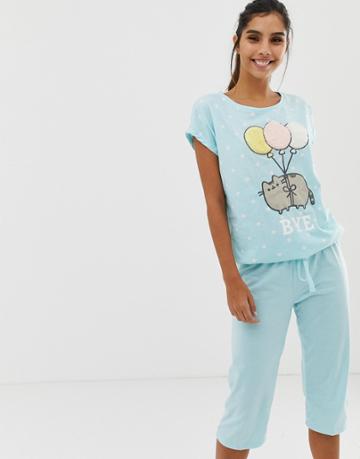 Women'secret Pusheen Cat Bye Short Sleeve Pyjama Set In Multi - Multi