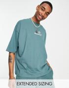 Asos Daysocial Oversized T-shirt With Chest Print In Teal Blue-green