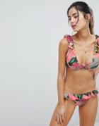 Missguided Floral Ruffle Bikini Bottom - Multi